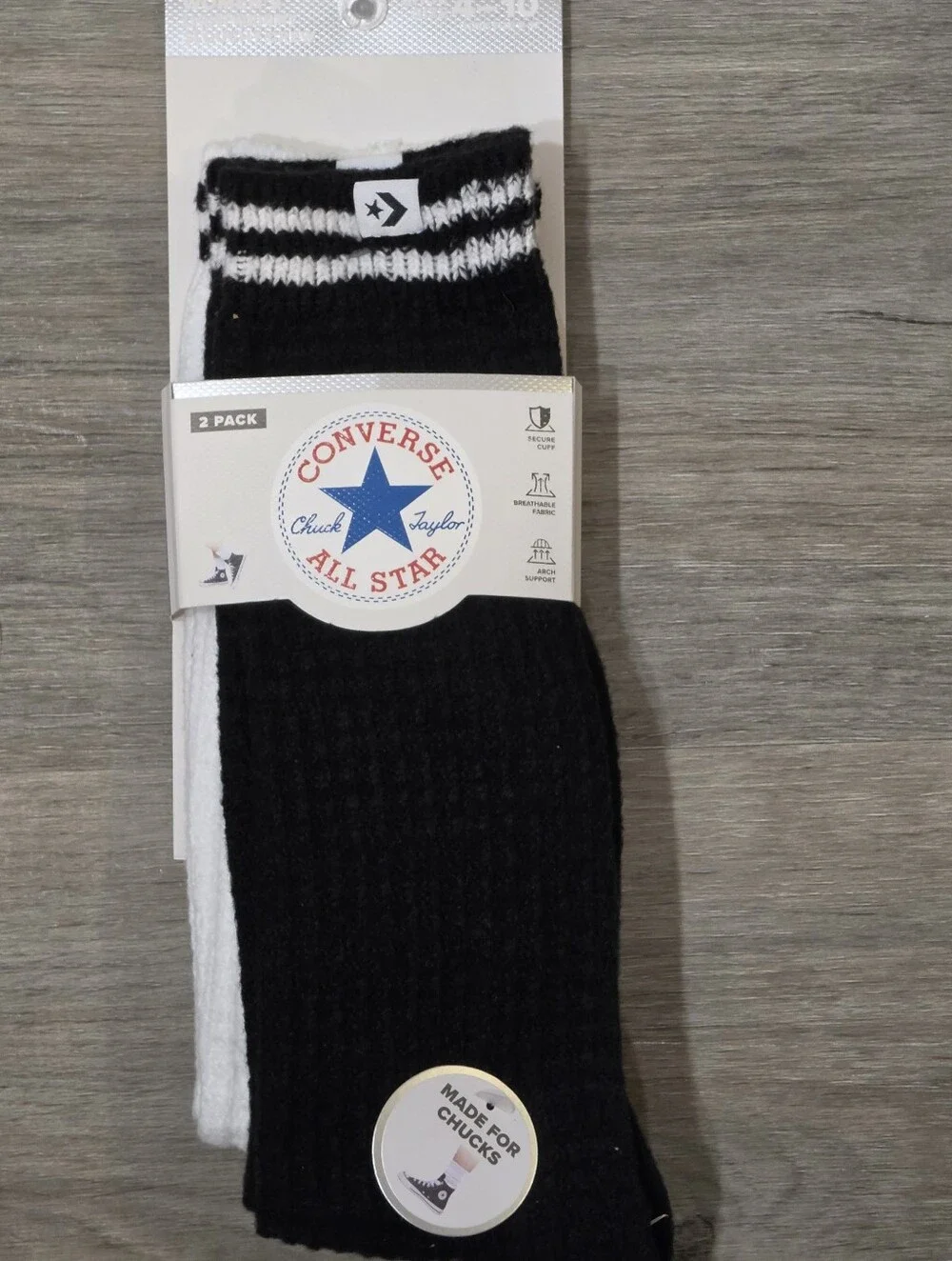 Converse 2- PK Striped Logo Lightweight Slouchy Crew Socks